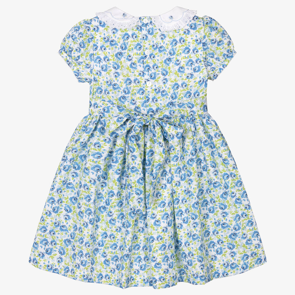Beatrice & George-Голубое хлопковое платье в цветочек | Childrensalon Outlet