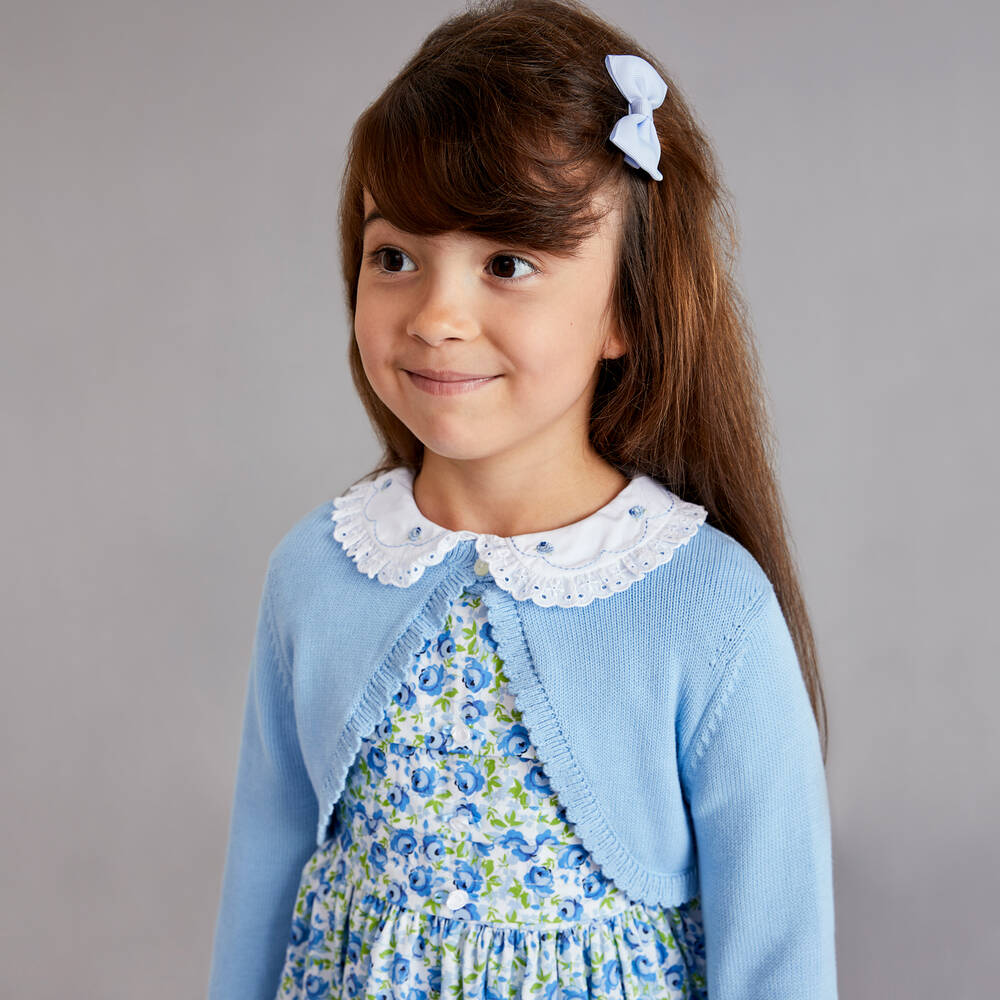 Beatrice & George★Blueビスコース&木綿 セーラードレス★4-8Y Beatrice & George - Girls Blue Floral Cotton Dress