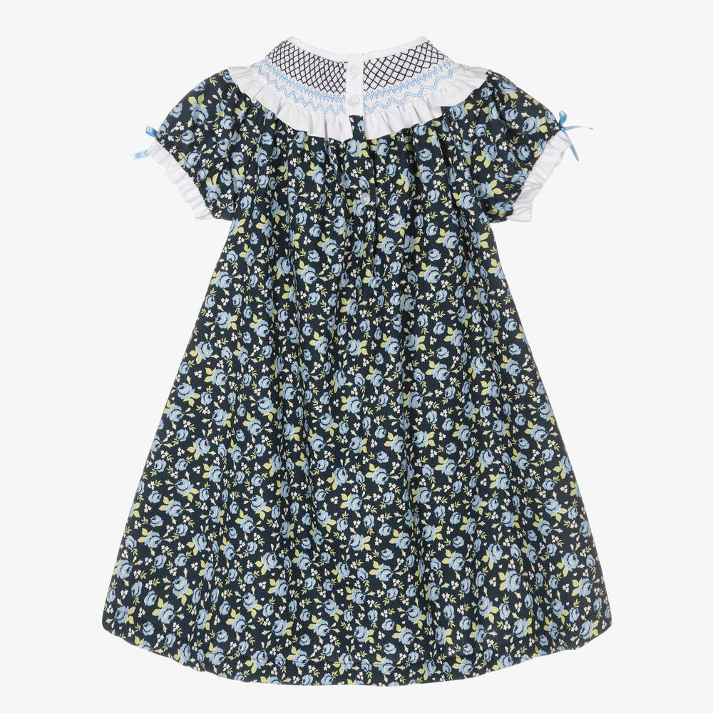 Beatrice & George-Синее хлопковое платье в цветочек | Childrensalon Outlet