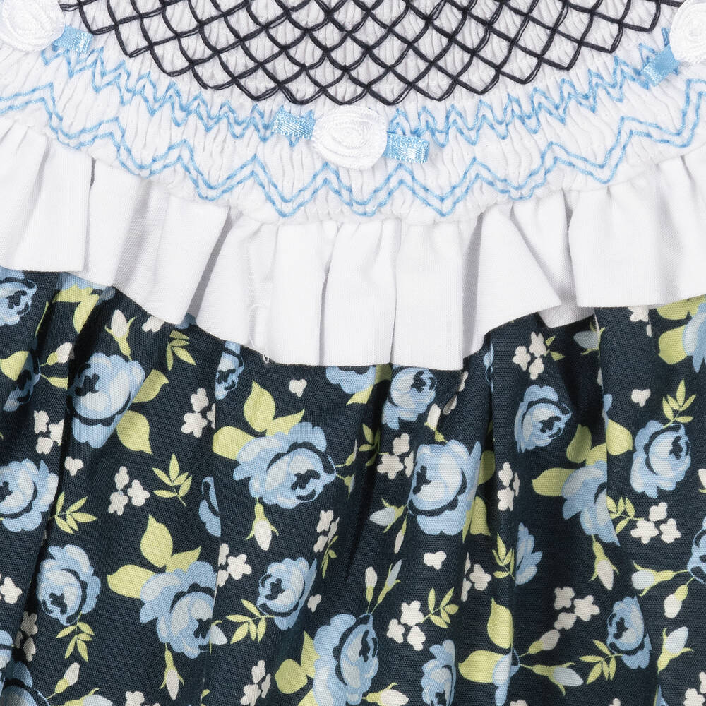 Beatrice & George-Синее хлопковое платье в цветочек | Childrensalon Outlet