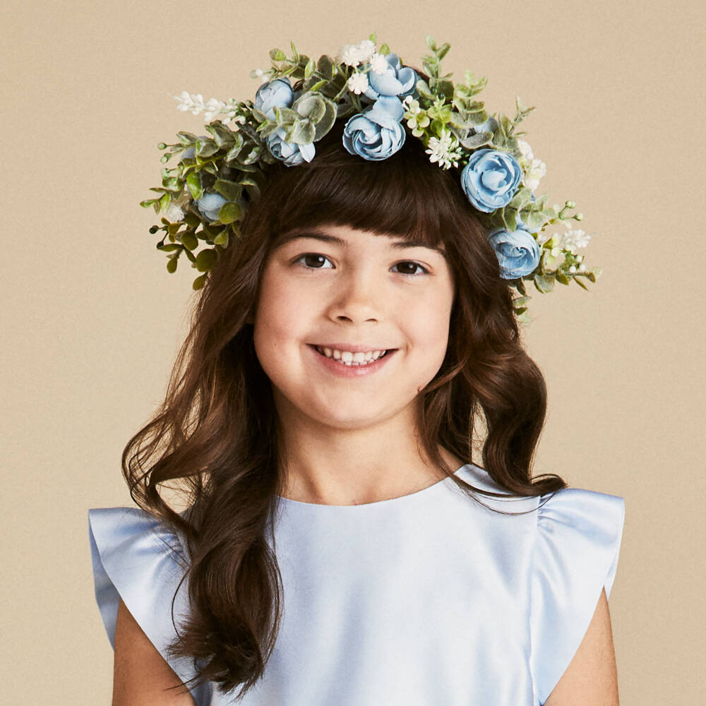 Beatrice & George-Girls Blue Handmade Floral Garland | Childrensalon Outlet