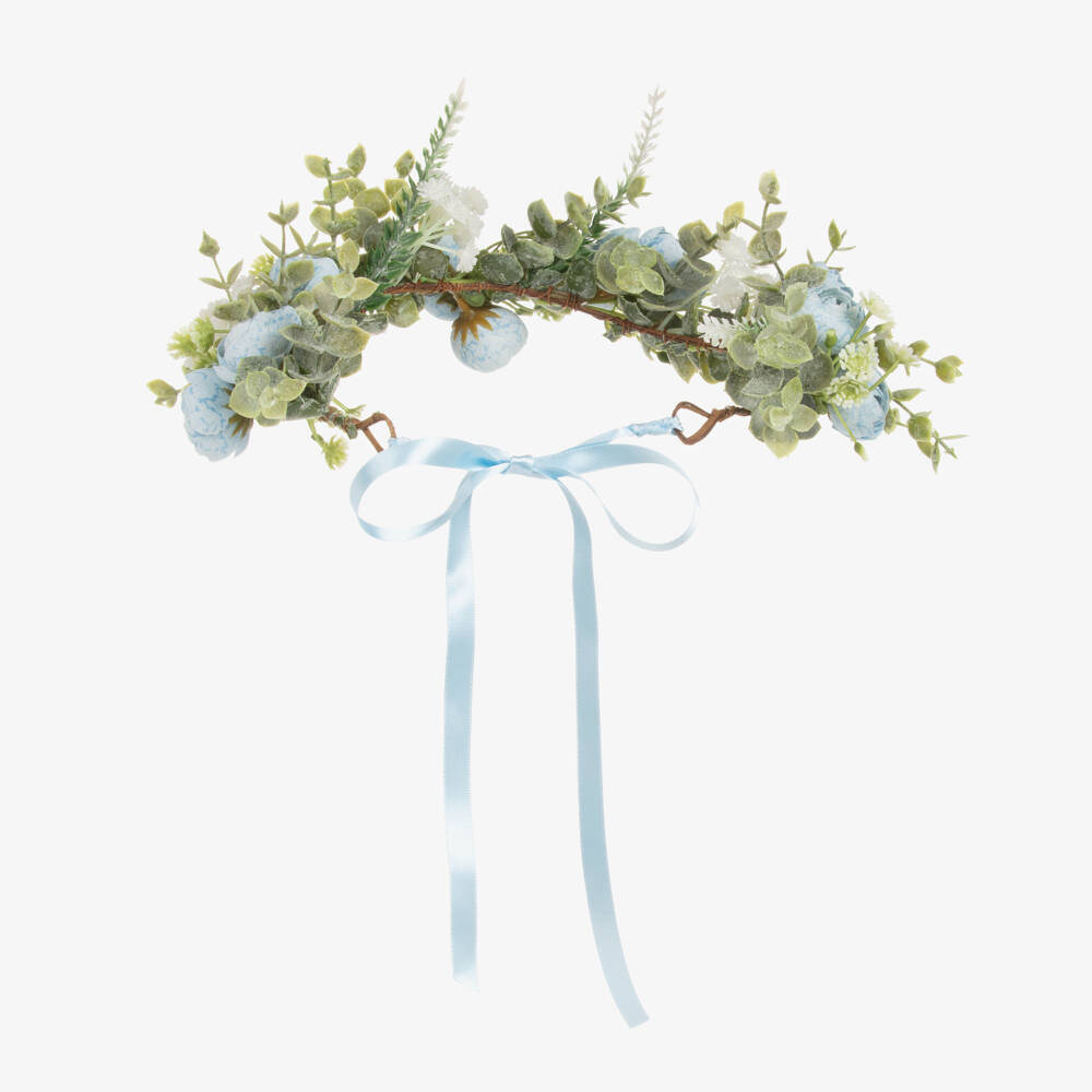 Beatrice & George-Girls Blue Handmade Floral Garland | Childrensalon Outlet
