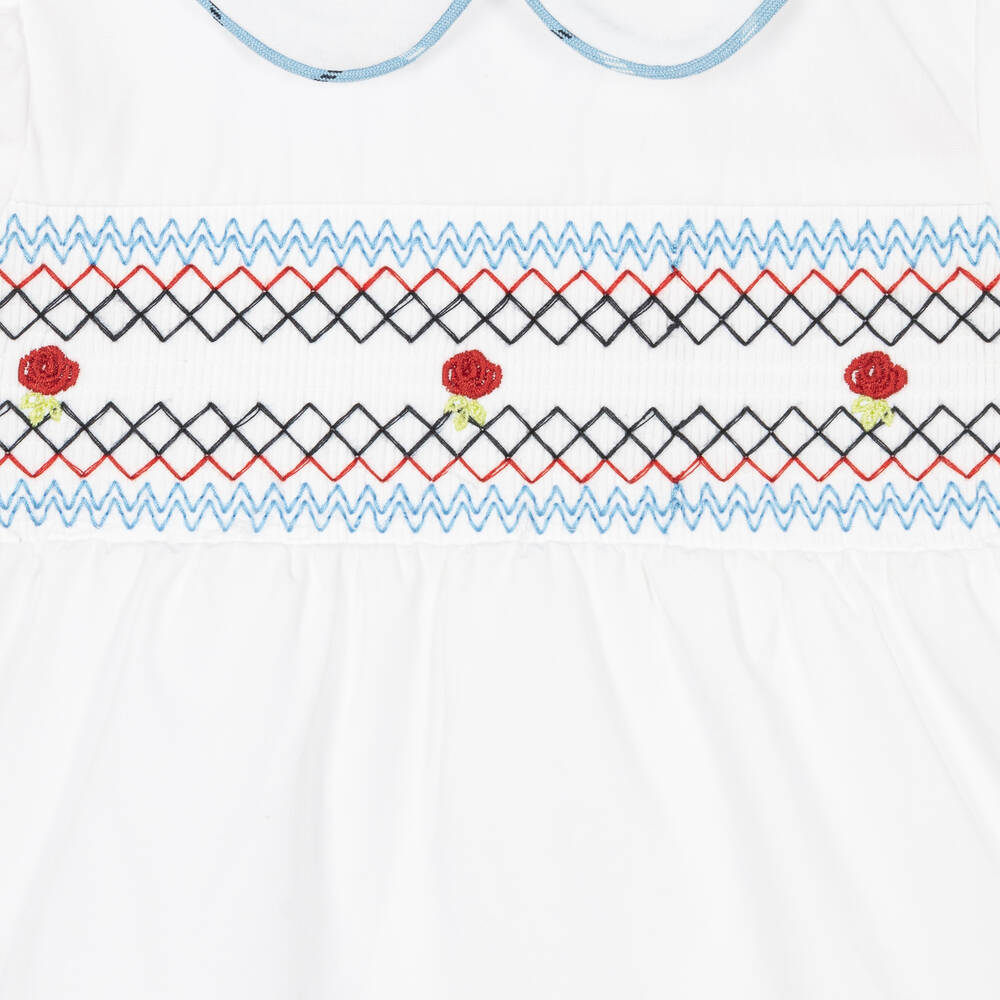 Beatrice & George-Girls Blue Smocked & Checked Shorts Set | Childrensalon Outlet