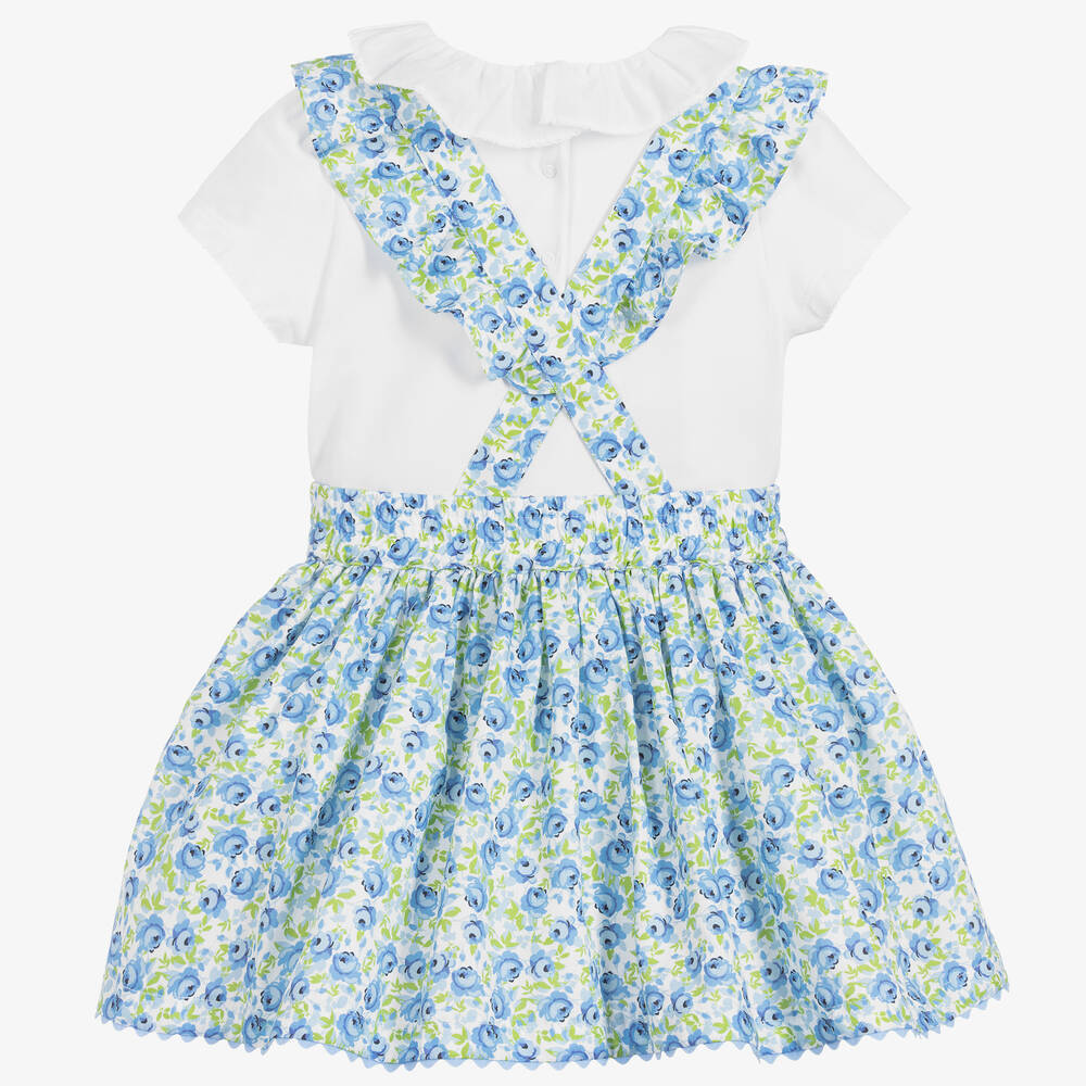 Beatrice & George-Бело-голубой комплект из хлопка с юбкой для девочек | Childrensalon Outlet