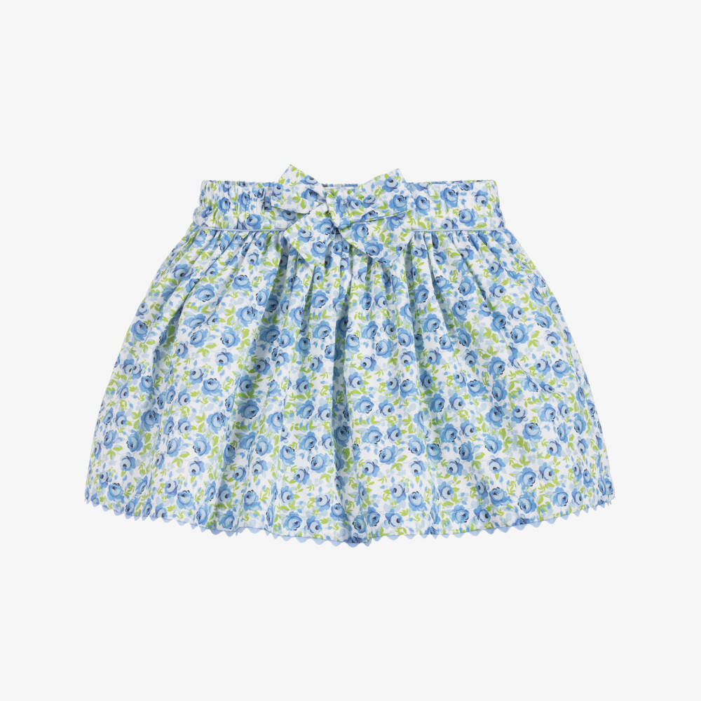 Beatrice & George-Girls Blue & White Cotton Skirt Set | Childrensalon Outlet