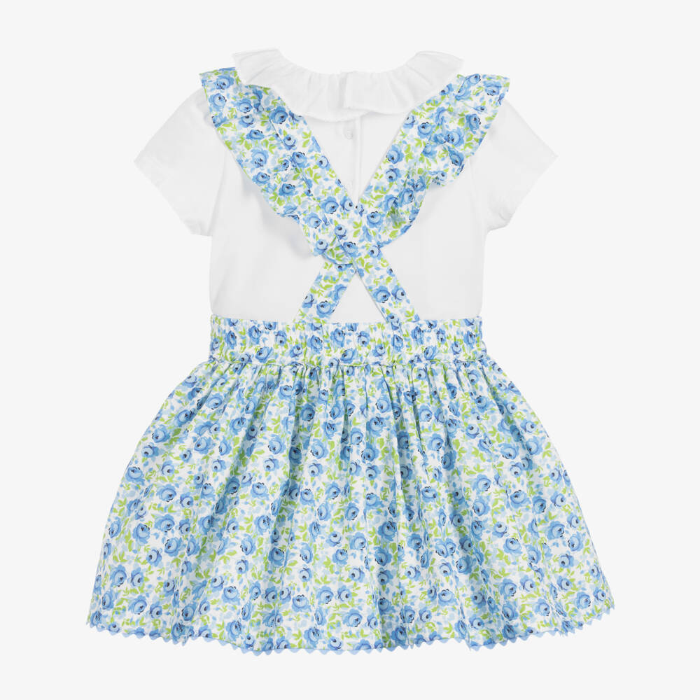 Beatrice & George-Girls Blue & White Cotton Skirt Set | Childrensalon Outlet
