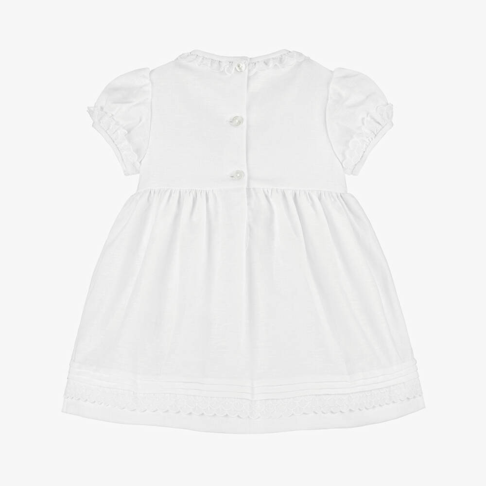 Beatrice & George-Girls Elegant Ivory Linen Dress | Childrensalon Outlet
