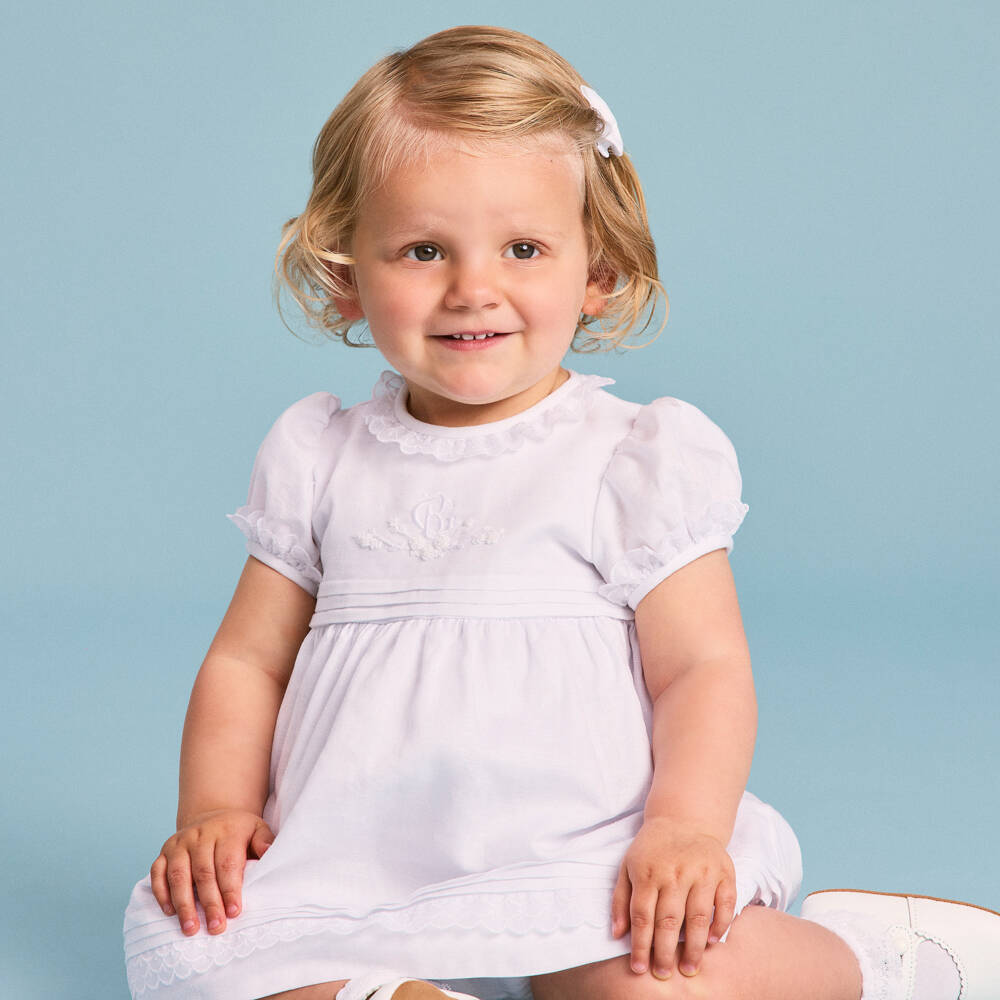 Beatrice & George-Girls Elegant Ivory Linen Dress | Childrensalon Outlet