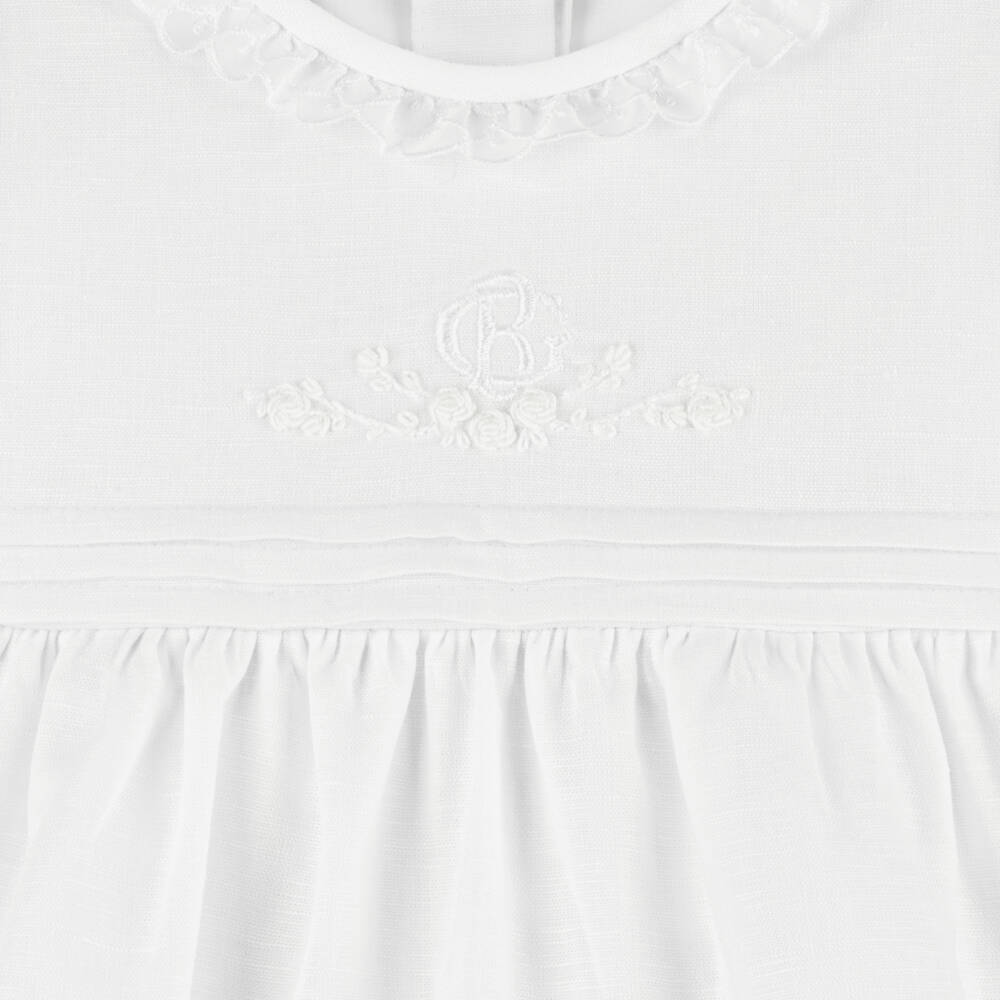 Beatrice & George-Girls Elegant Ivory Linen Dress | Childrensalon Outlet