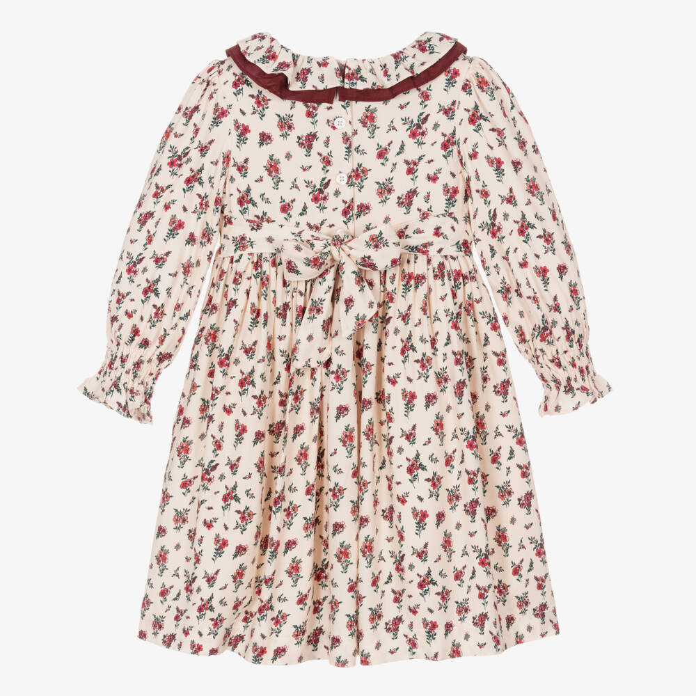 Beatrice & George-Girls Elegant Ivory & Red Bouquet Dress | Childrensalon Outlet