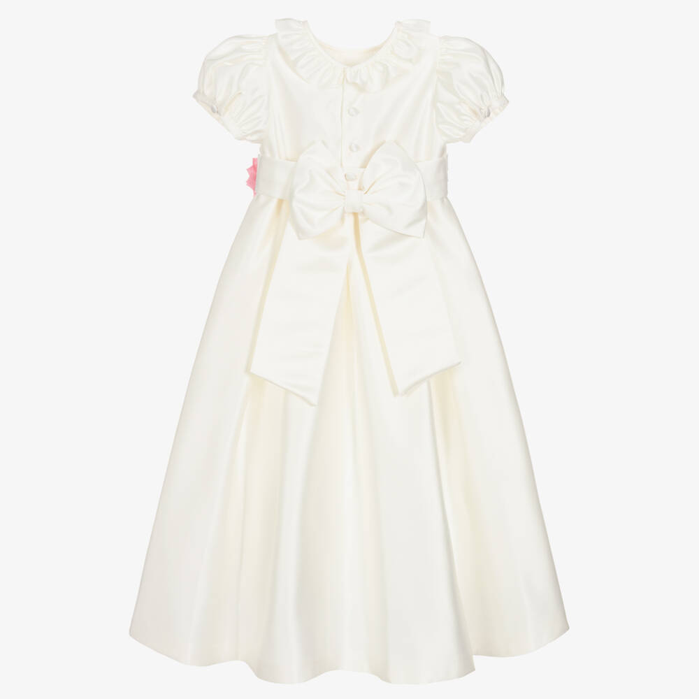 Beatrice & George-Girls Elegant Ivory Satin Gown | Childrensalon Outlet