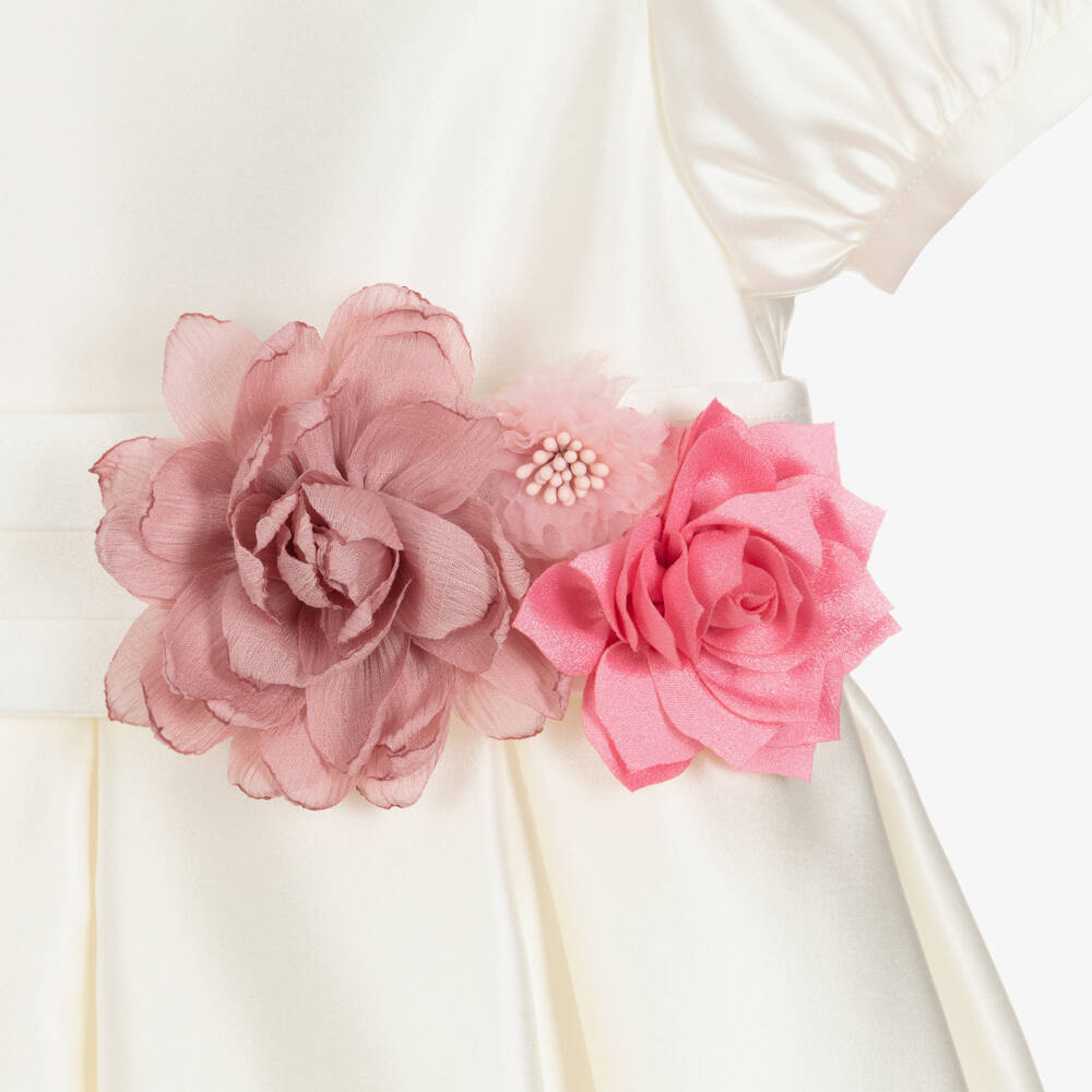 Beatrice & George-Girls Elegant Ivory Satin Gown | Childrensalon Outlet