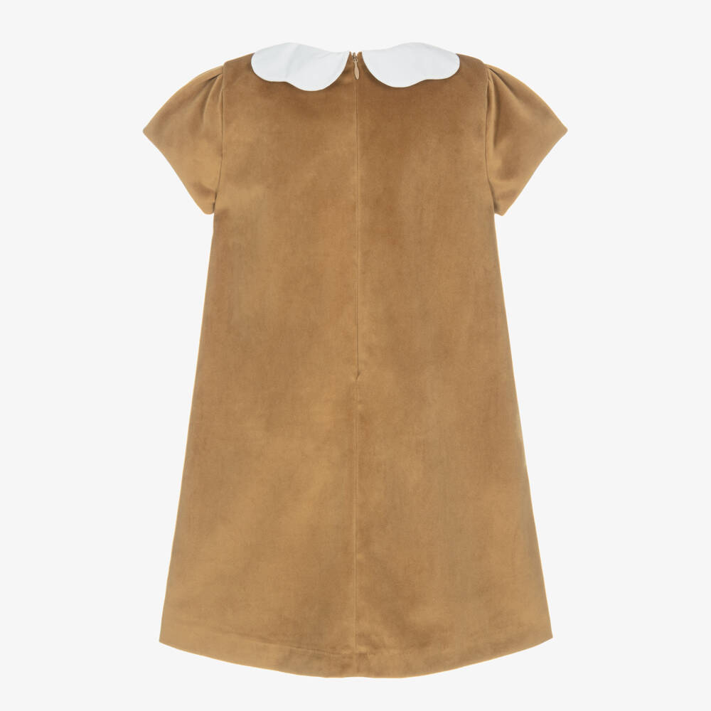Beatrice & George-Girls Elegant Velvet Gold Dress | Childrensalon Outlet