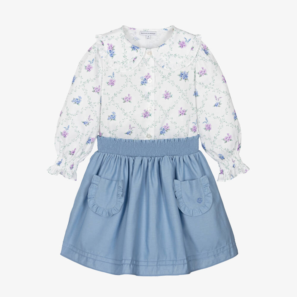 Beatrice & George-Girls Floral Blouse and Skirt Set | Childrensalon Outlet