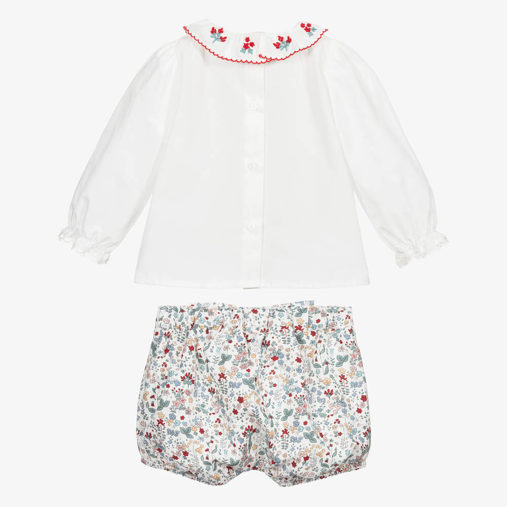 Beatrice & George-Белый топ и шорты в цветочек | Childrensalon Outlet