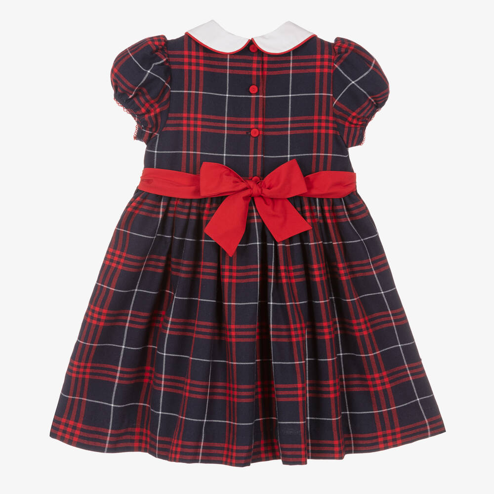 Beatrice & George-Синее хлопковое платье в клетку со сборками для девочек | Childrensalon Outlet