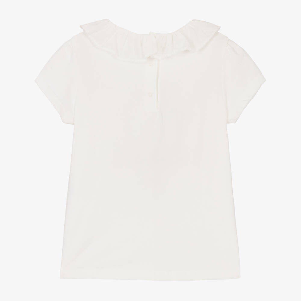Beatrice & George-Кремовый хлопковый топ с рюшами для девочек | Childrensalon Outlet