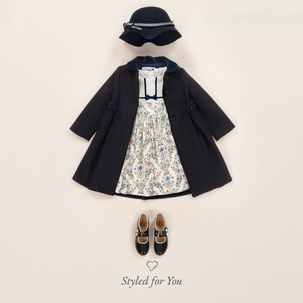 Beatrice & George-Girls Ivory Floral Twill Dress | Childrensalon Outlet