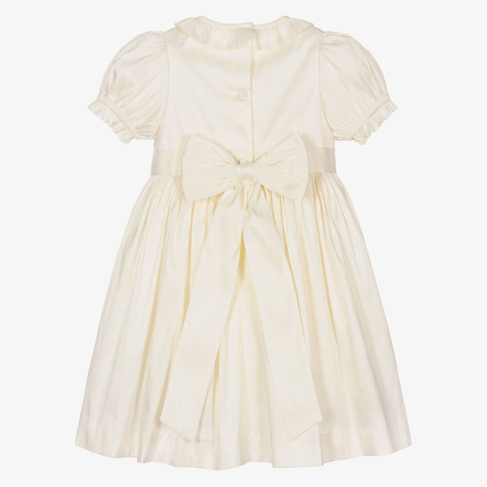 Beatrice & George-Girls Ivory Handcrafted Smocked Dress | Childrensalon Outlet