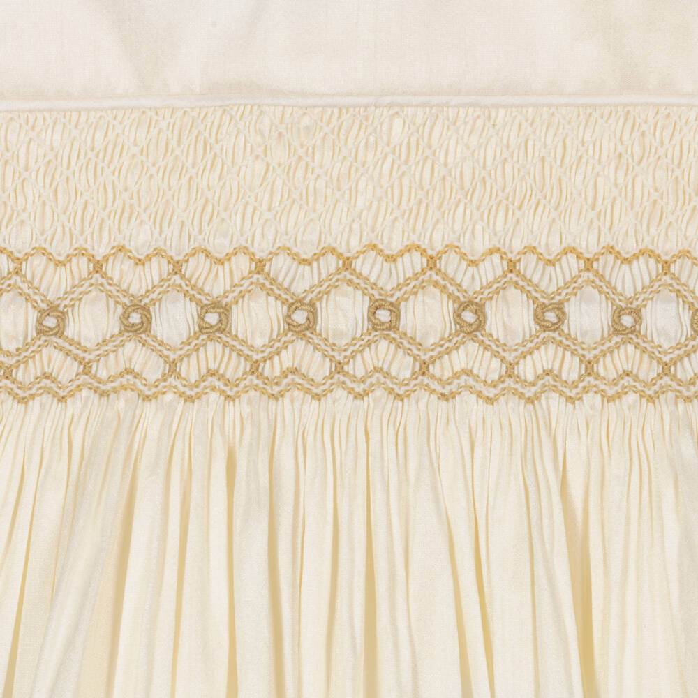 Beatrice & George-Girls Ivory Handcrafted Smocked Dress | Childrensalon Outlet