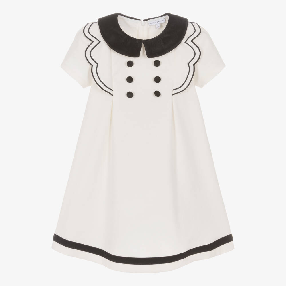 Beatrice & George-Girls Ivory Milano Contrast Dress | Childrensalon Outlet