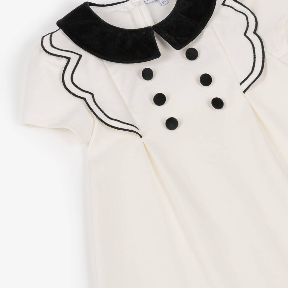 Beatrice & George-Girls Ivory Milano Contrast Dress | Childrensalon Outlet