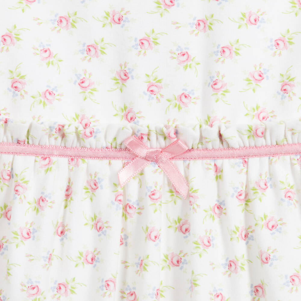 بياتريس آند جورج-أفرول بيبي غرو بطبعة ورود لون عاجي وزهري للمولودات | Childrensalon Outlet