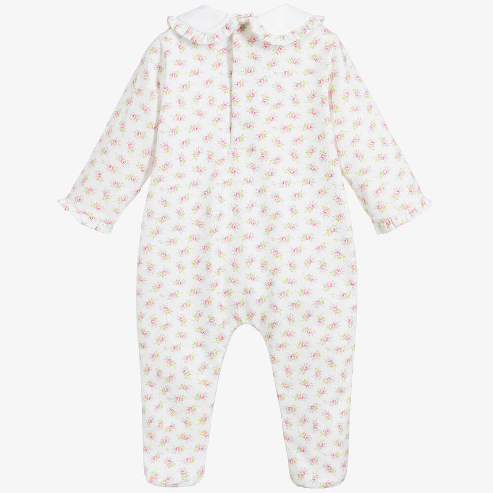 بياتريس آند جورج-أفرول بيبي غرو بطبعة ورود لون عاجي وزهري للمولودات | Childrensalon Outlet