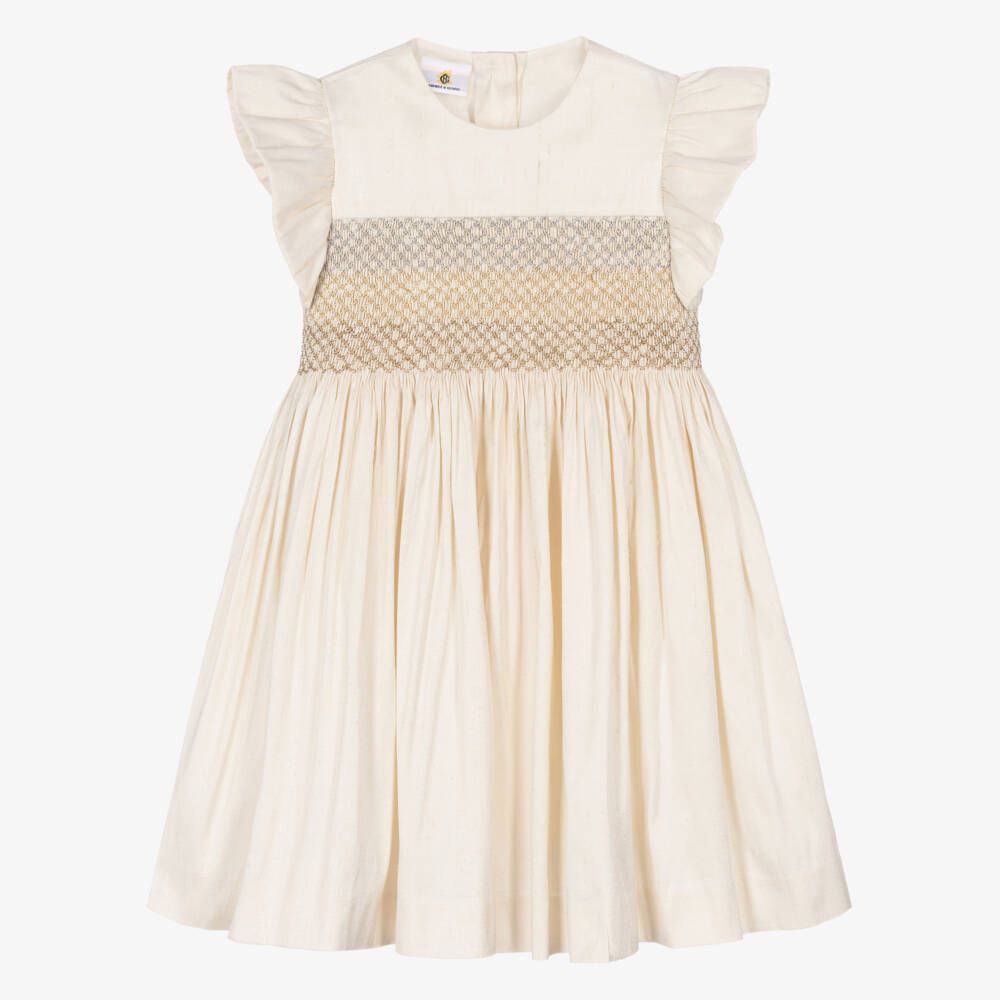 Beatrice & George X Childrensalon-Girls Ivory Smocked Angel Dress | Childrensalon Outlet