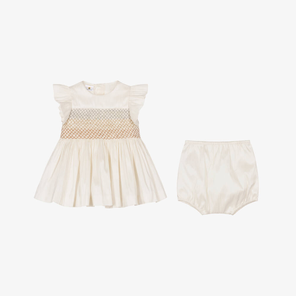 Beatrice & George X Childrensalon-Girls Ivory Smocked Angel Dress | Childrensalon Outlet