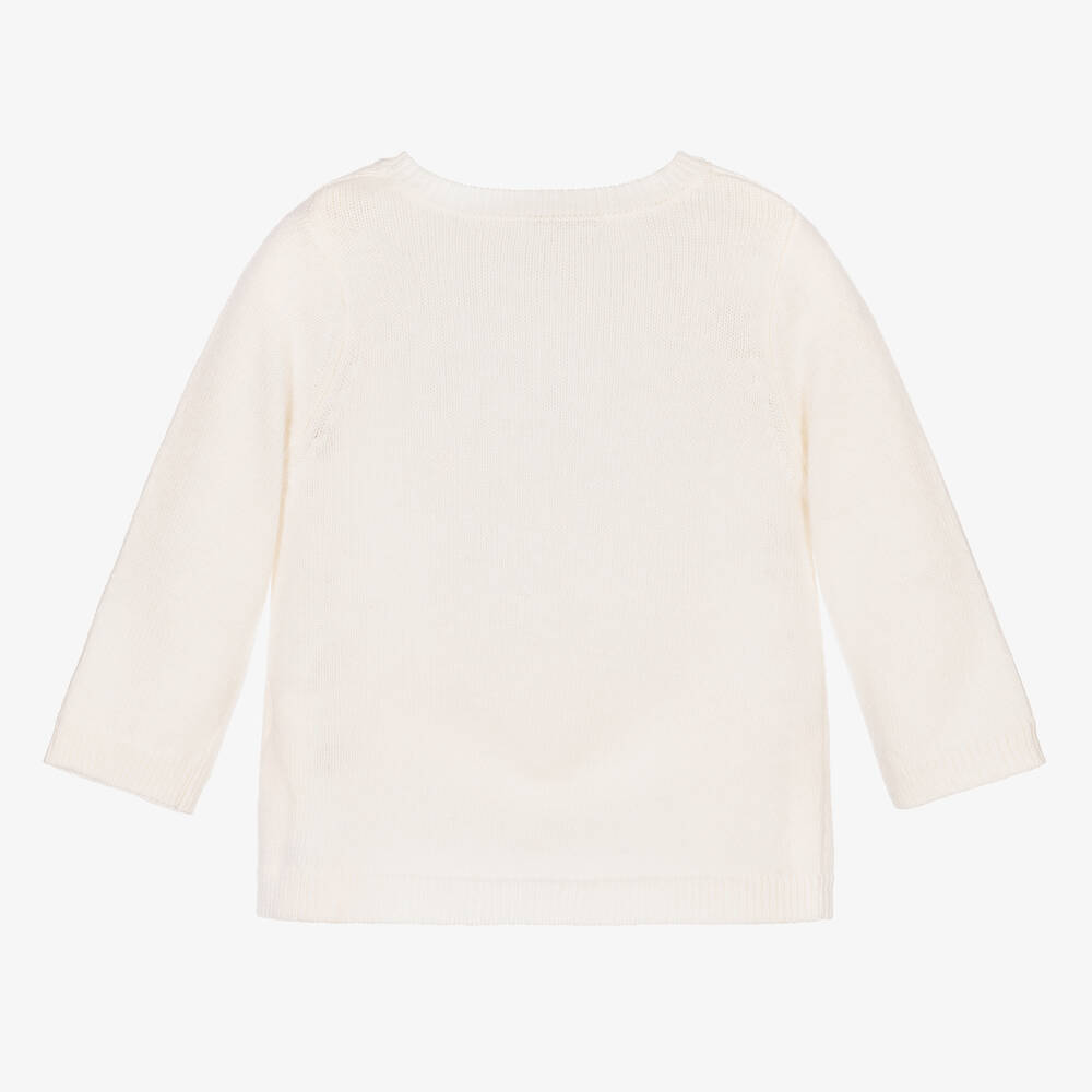 Beatrice & George-Girls Ivory Wool & Cashmere Heart Cardigan | Childrensalon Outlet