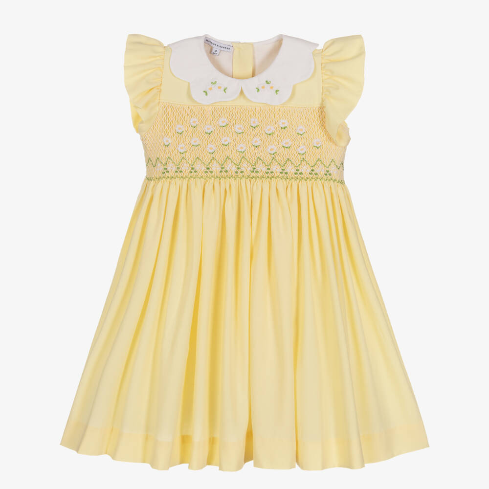 Beatrice & George-Girls Lemon Smocked Daisy Dress | Childrensalon Outlet