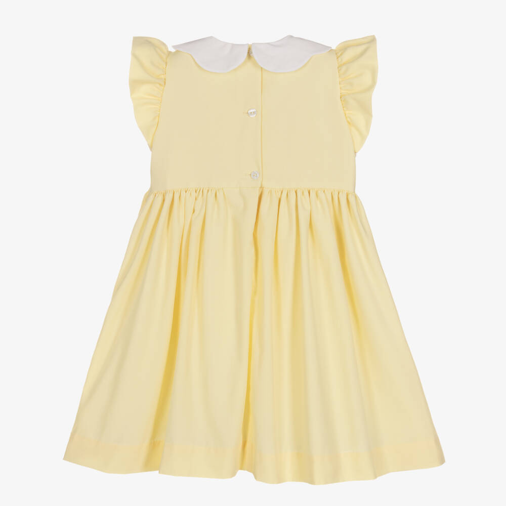 Beatrice & George-فستان مطرز سموكينغ مزيج قطن بوبلين لون أصفر | Childrensalon Outlet