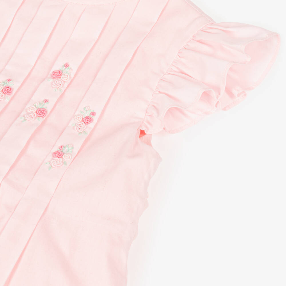 Beatrice & George-Girls Light Pink Floral Cotton Dress | Childrensalon Outlet
