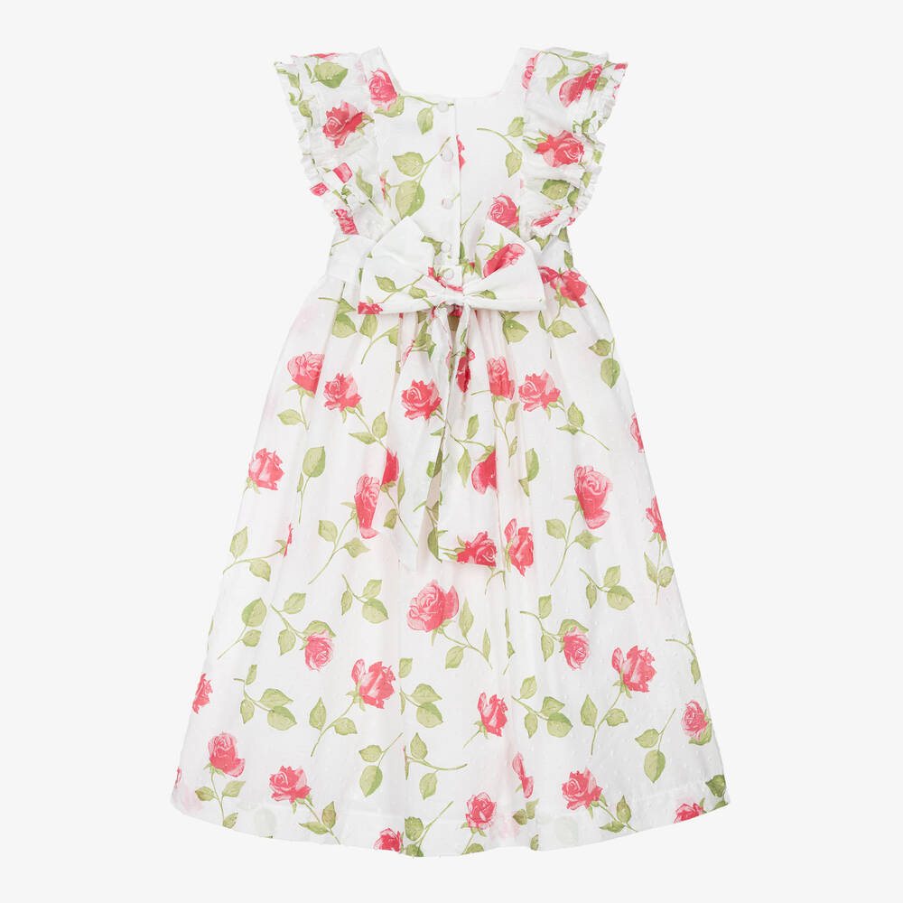 Beatrice & George-Длинное белое платье из хлопка с цветочным принтом | Childrensalon Outlet