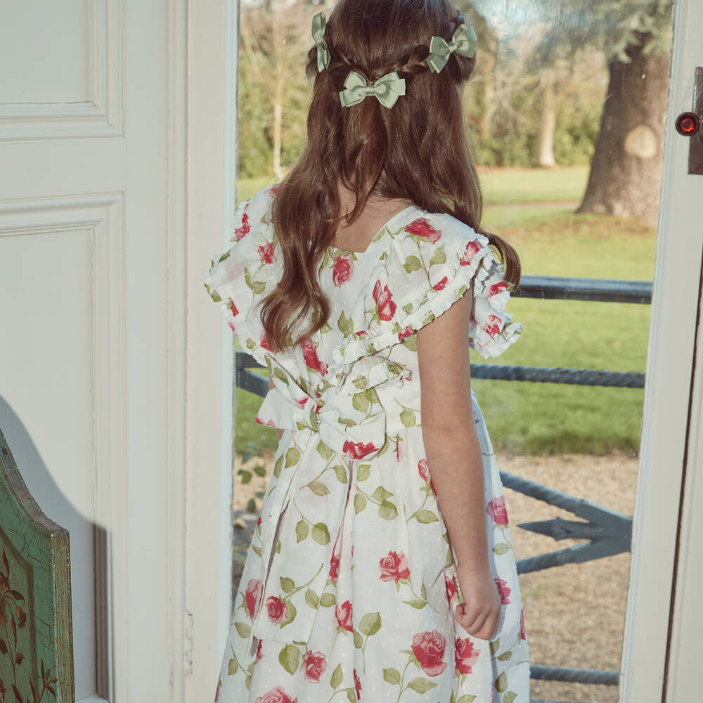 Beatrice & George-Длинное белое платье из хлопка с цветочным принтом | Childrensalon Outlet