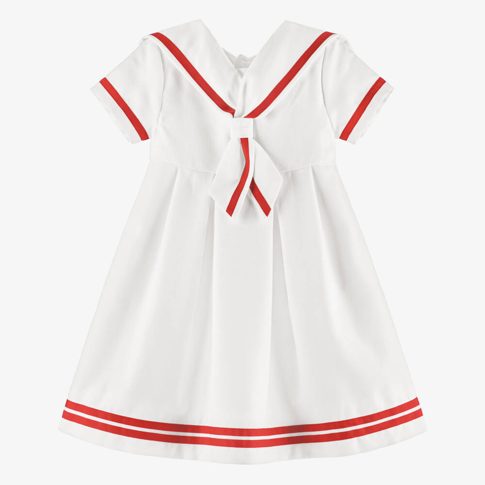 Beatrice & George-Girls Nautical White Collar Frock | Childrensalon Outlet