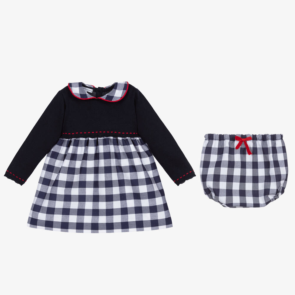 Beatrice & George-Комплект с темно-синим платьем в клетку | Childrensalon Outlet