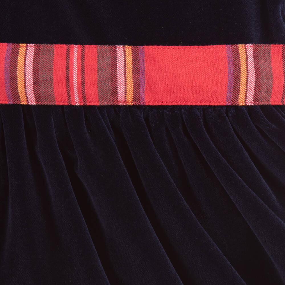 Beatrice & George-Синее бархатное платье из хлопка | Childrensalon Outlet