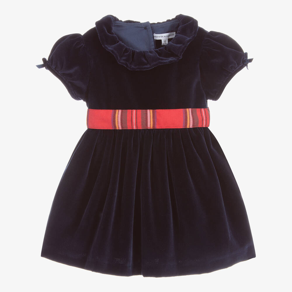 Beatrice & George - Navyblaues Samtkleid | Childrensalon