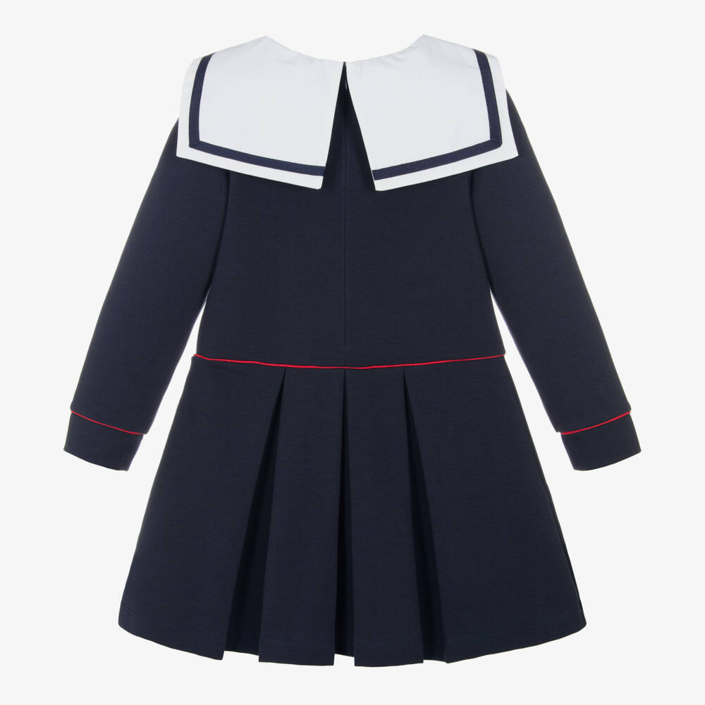 Beatrice & George-Girls Navy Milano Jersey Sailor Dress | Childrensalon Outlet