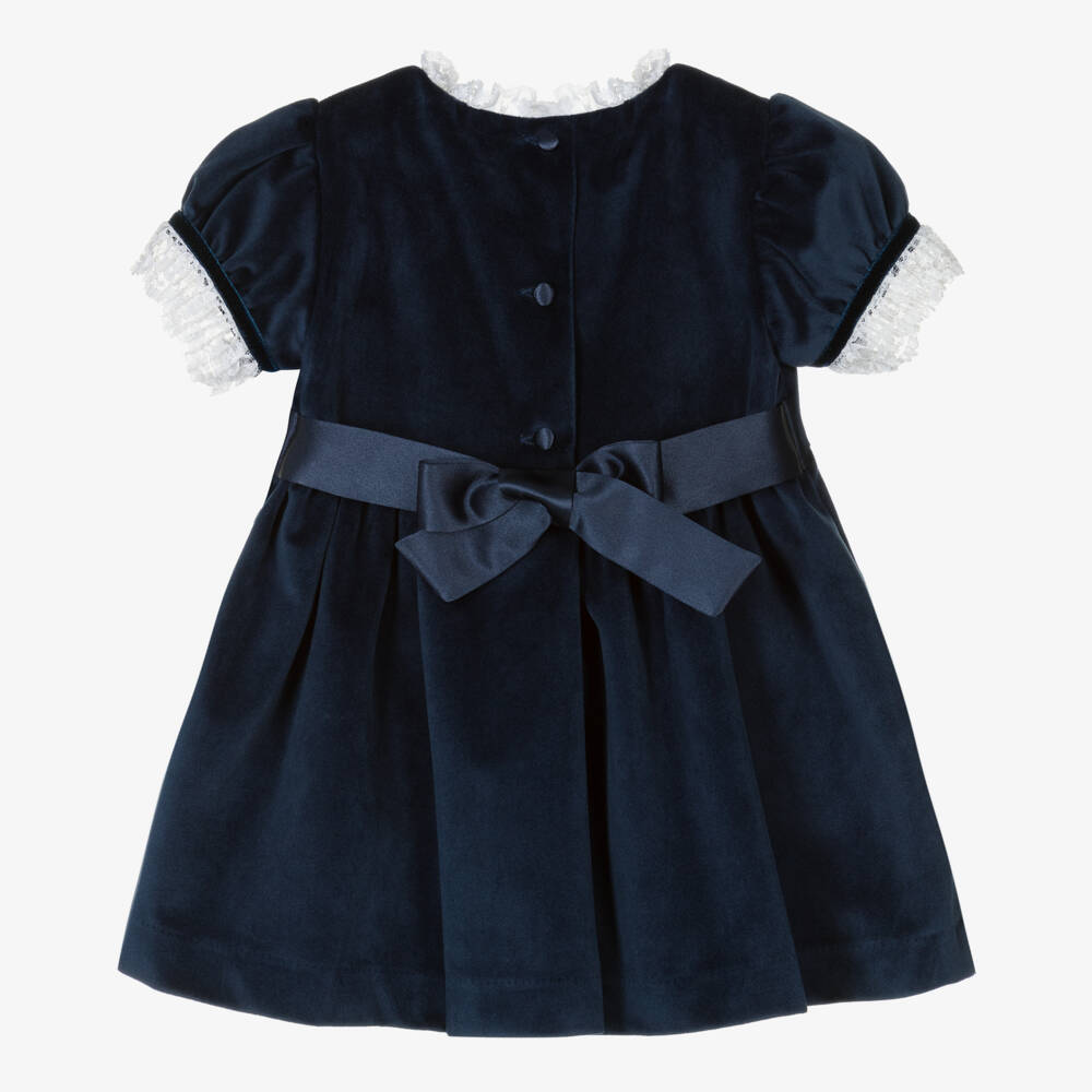 Beatrice & George-Girls Navy Velvet & Lace Ensemble | Childrensalon Outlet