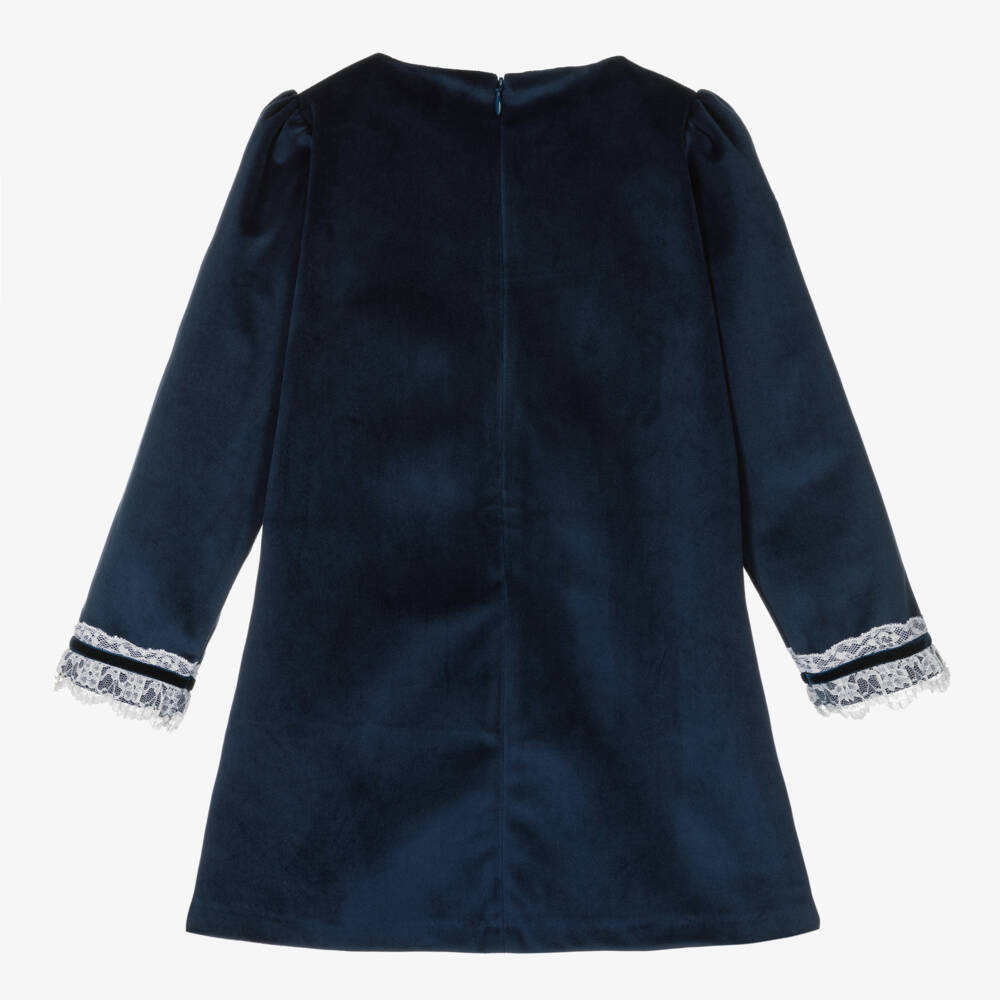 Beatrice & George-Girls Navy Velvet & Lace Ensemble | Childrensalon Outlet