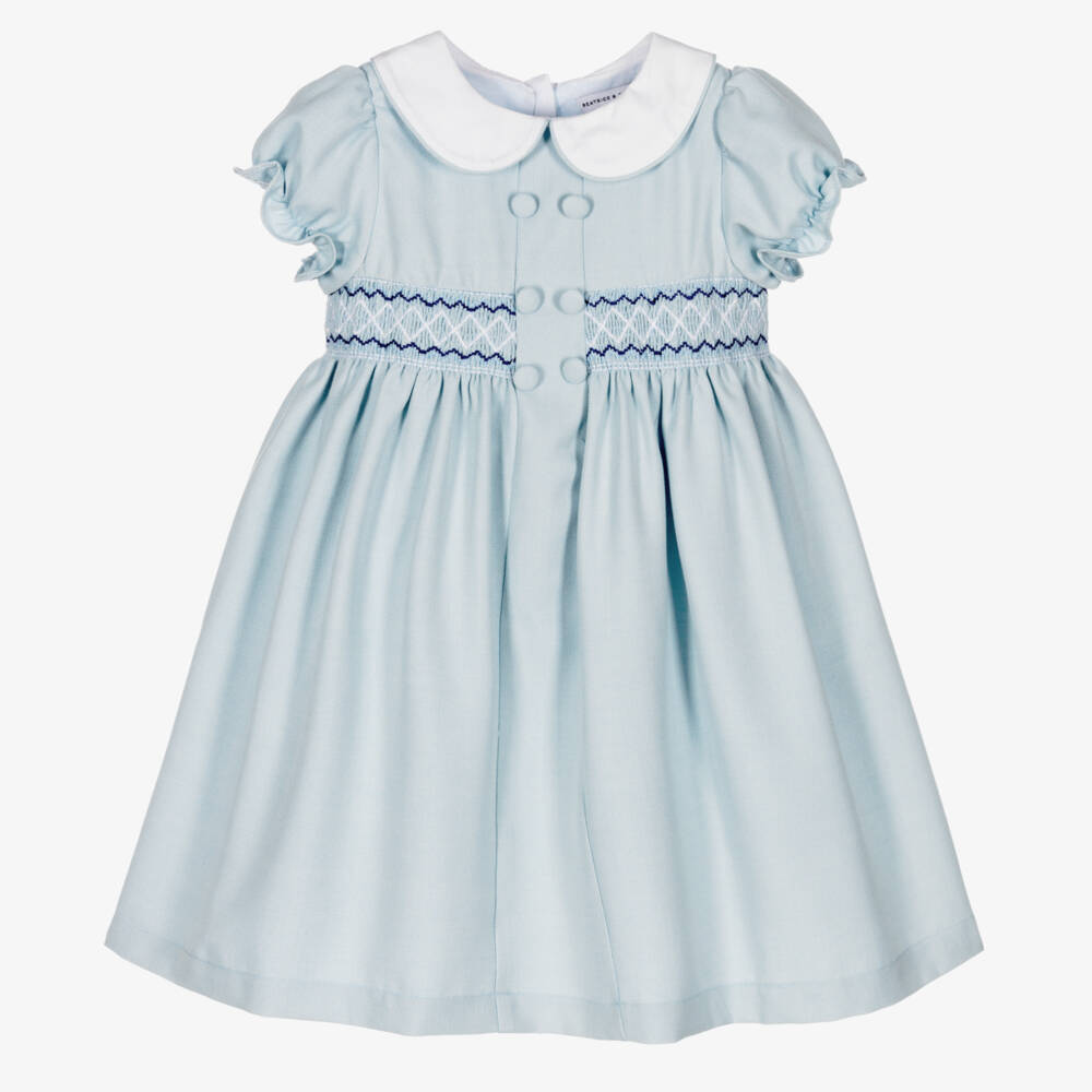 Beatrice & George-Girls Pale Smocked Cotton Dress | Childrensalon Outlet