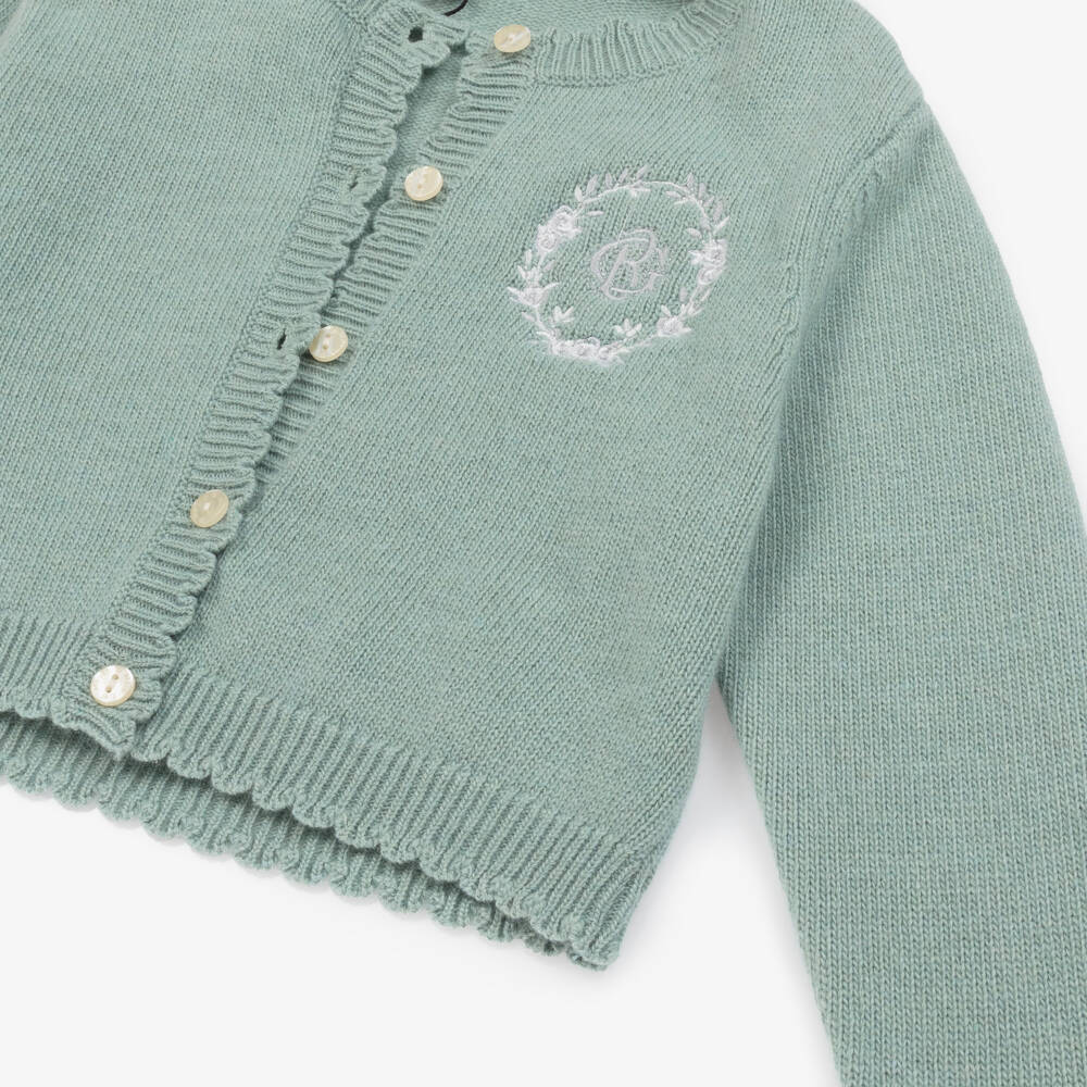 Beatrice & George-Girls Pastel Monogram Wool Cardigan | Childrensalon Outlet