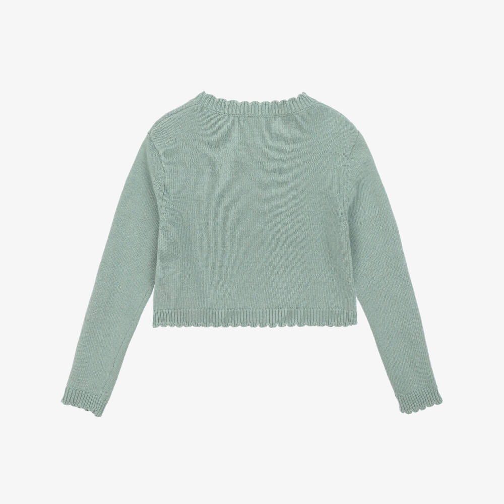 Beatrice & George-Girls Pastel Monogram Wool Cardigan | Childrensalon Outlet