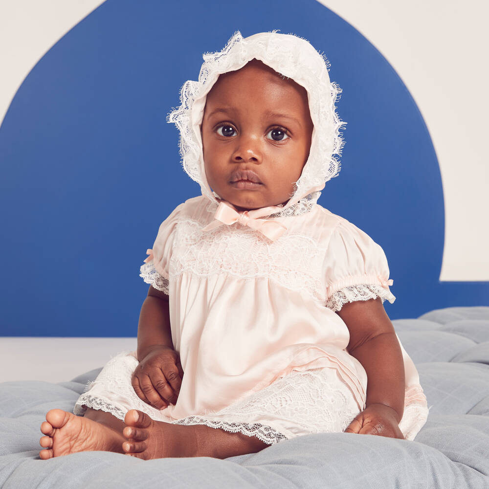 Beatrice & George-Girls Peach Satin Dress Ensemble | Childrensalon Outlet