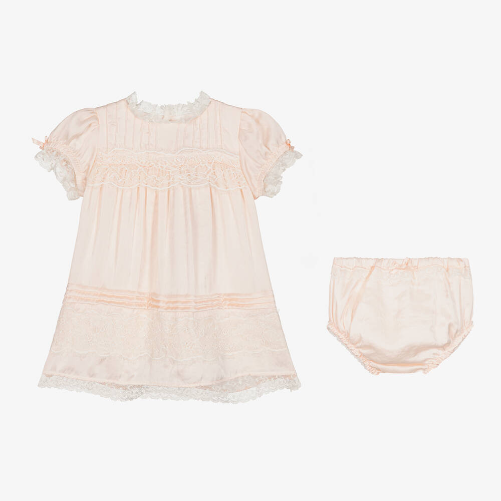 Beatrice & George-Girls Peach Satin Dress Ensemble | Childrensalon Outlet