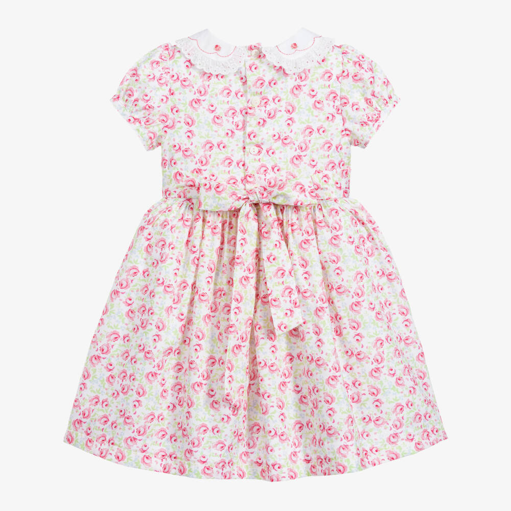 Beatrice & George-Girls Pink Floral Cotton Dress | Childrensalon Outlet