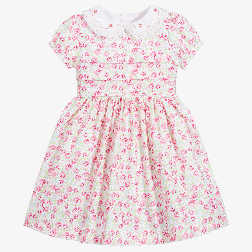 Beatrice & George - Rosa Baumwollkleid mit Blumen | Childrensalon